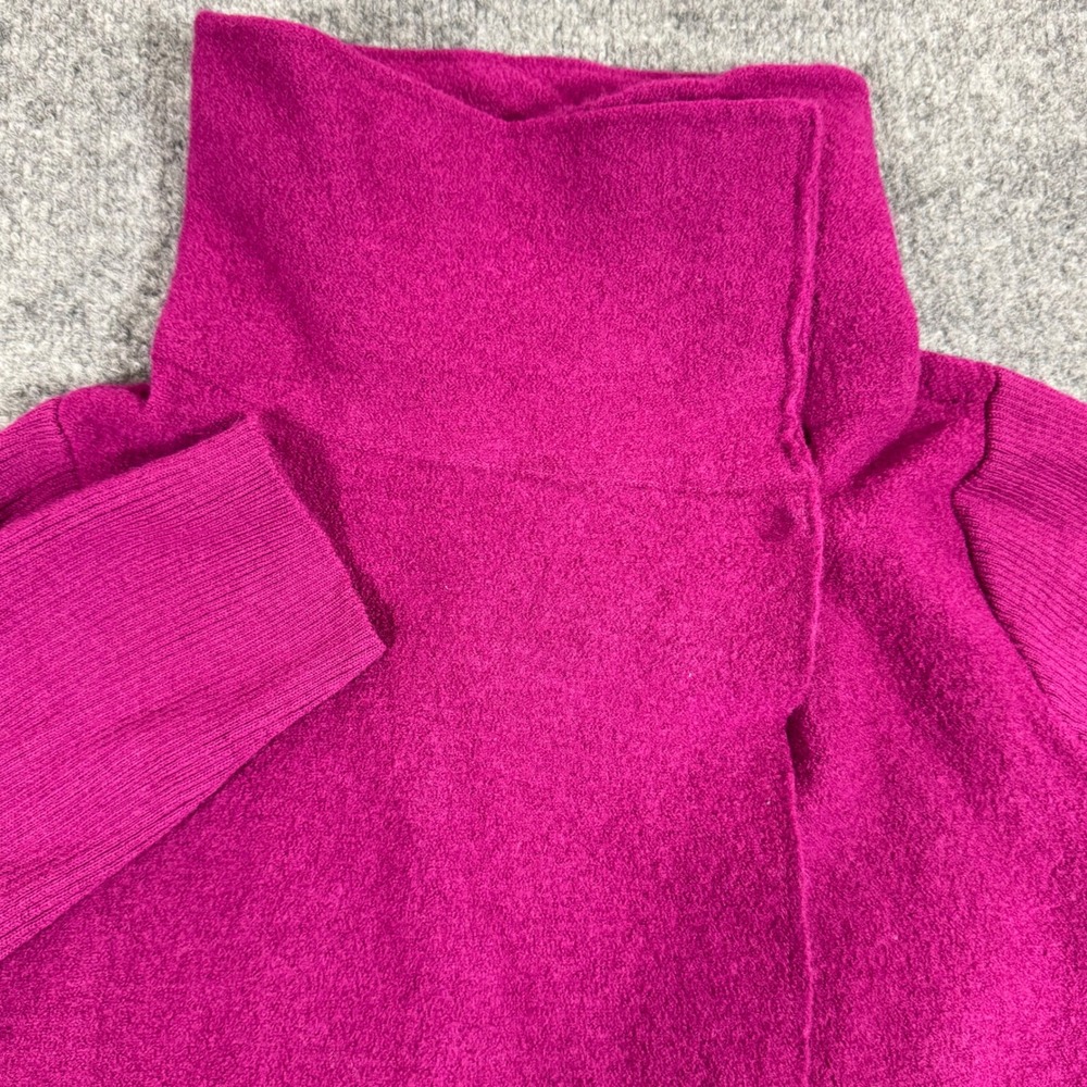 Chico's Wool Mock Neck Sweater Ribbed Sleeve Womens 3 (Fit M)Magenta Wool EUC
